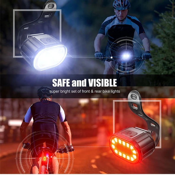 USB Şarjlı Bisiklet Ön ve Arka LED Işık Seti - 7