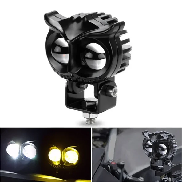 Motosiklet LED Far Sis Işığı - Baykuş Tasarımı - 1 Adet Beyaz Sarı