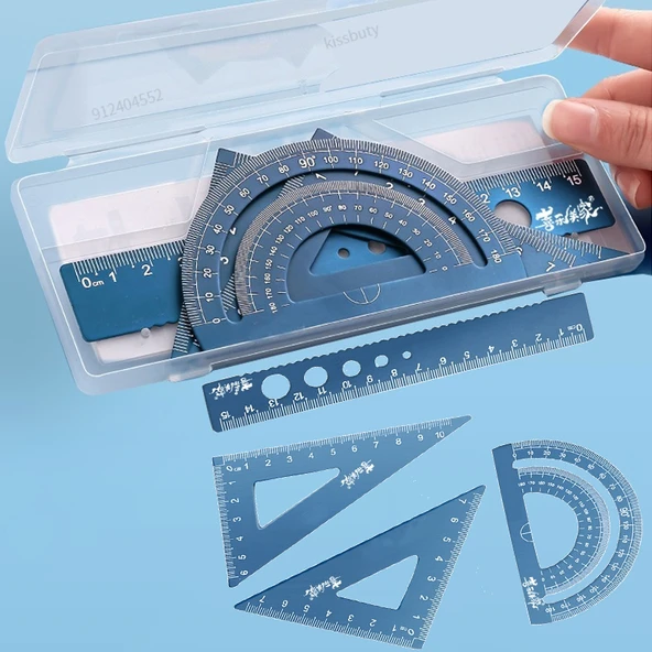 4 in 1 Alüminyum Alaşımlı Cetvel Seti - Altın - Resim 3