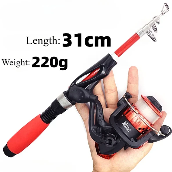 Mini Çocuklar için Olta Seti - 1.1m Kırmızı Set - 7