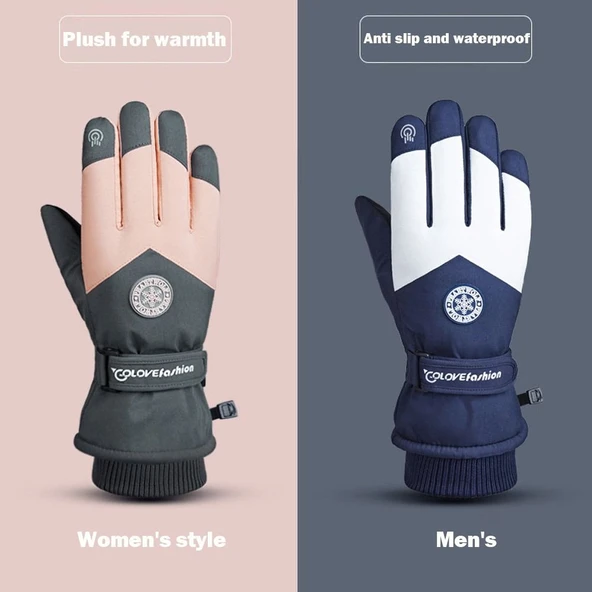 Unisex Kış Snowboard Kayak Eldiveni - Siyah - L - 7