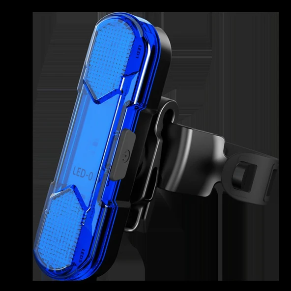 T6 LED Bisiklet Arka Lambası - Mavi - 200 Lumen - 360 Derece Ayarlanabilir