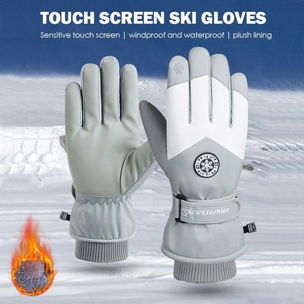 Unisex Kış Snowboard Kayak Eldiveni - Mavi - L - 2