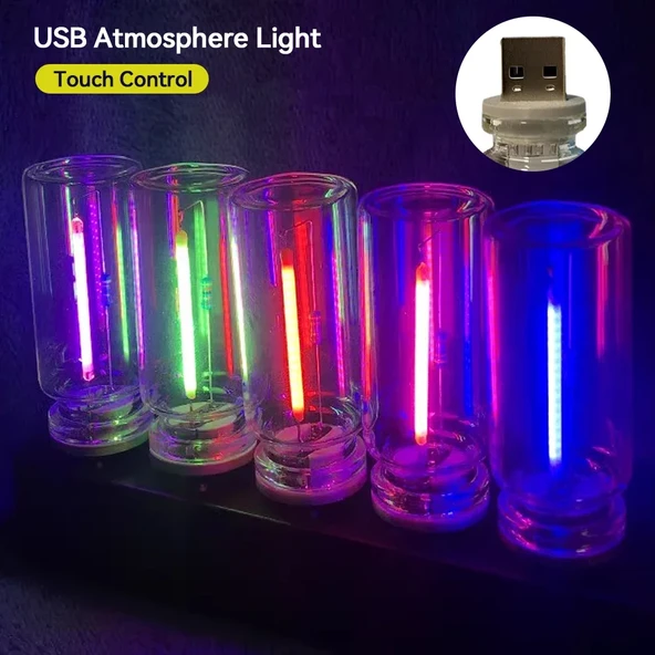 USB LED Araç İç Mekan Atmosfer Gece Lambası - Kırmızı - 3