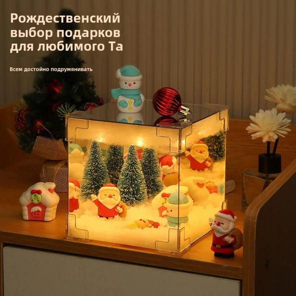Noel Temalı USB Küp Gece Lambası - LED Işık - Hediye - 2
