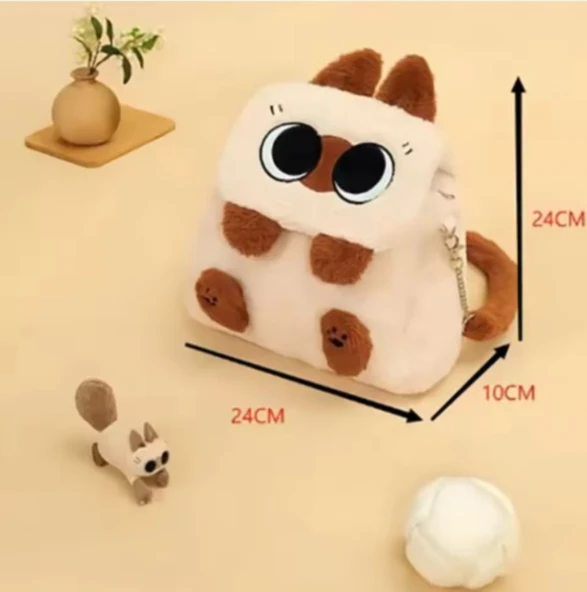 Peluş Kedi Figürlü Sırt Çantası - Büyük Kapasite - Kadın - 2