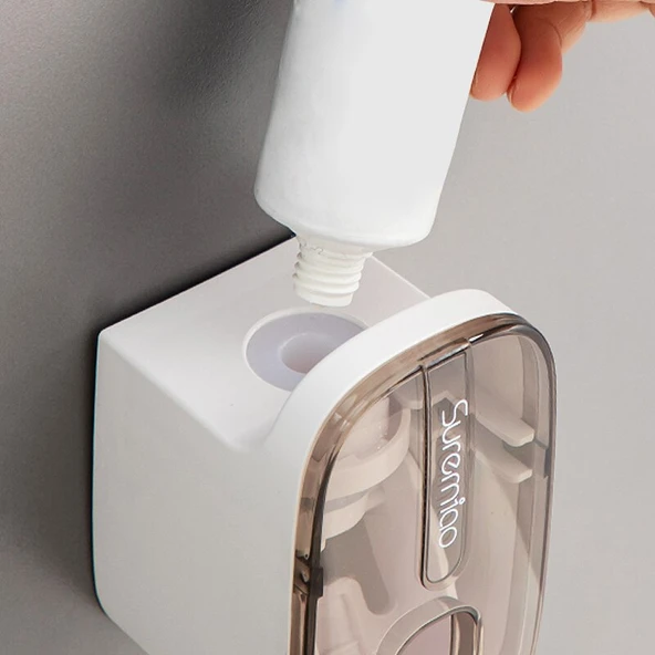 Otomatik Diş Macunu Dispenseri - Duvara Monte - Kırmızı - 4