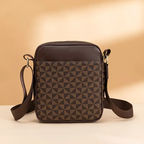 Unisex Moda Baskılı Küçük Kare Omuz Çantası - Siyah - 4
