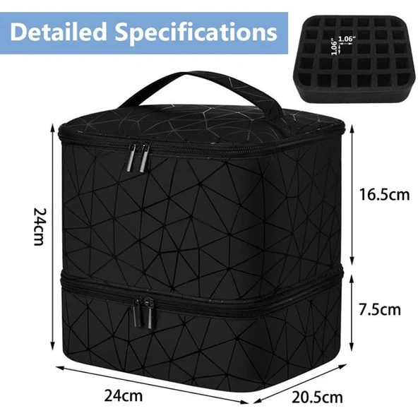 Çift Katmanlı Oje Organizer Çantası - Pembe El Çantası - 3