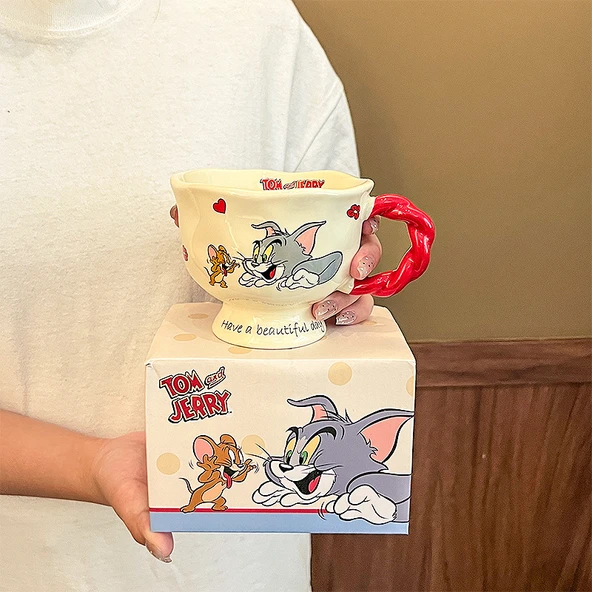 Disney Tom ve Jerry 360ml Seramik Kupa - Kırmızı