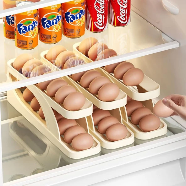 Otomatik Yuvarlanan İki Katmanlı Yumurta Dispenseri - Sarı - 15 Yumurta - 6