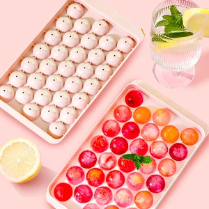 33 Parça Yuvarlak Buz Topları Kolay Çıkarma Buz Kalıbı - Pembe - 2