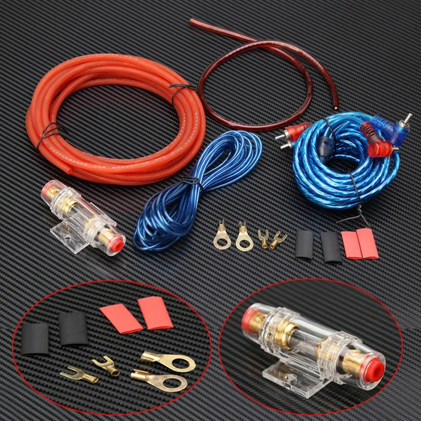 1500W Araç Ses Sistemi Kablo Seti - 18GA RCA Subwoofer Güç Amplifikatörü - 4.3M Güç Kablosu - 5