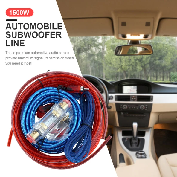 1500W Araç Ses Sistemi Kablo Seti - 18GA RCA Subwoofer Güç Amplifikatörü - 4.3M Güç Kablosu - 3