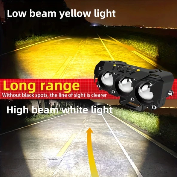 Motosiklet LED Spot Işık - Çift Renk - 1 Adet - 3