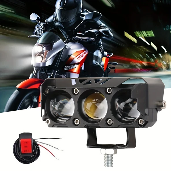 Motosiklet LED Spot Işık - Çift Renk - 1 Adet