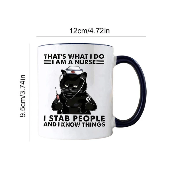 Kedi Desenli Seramik Kahve Fincanı - Stil 5 - 11oz - 7