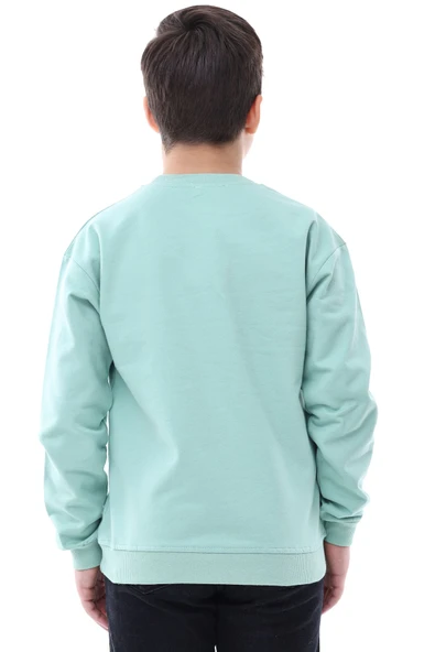 Basic Bisiklet Yaka Şardonlu Çocuk Sweatshirt 3-10 Yaş Krem - 5
