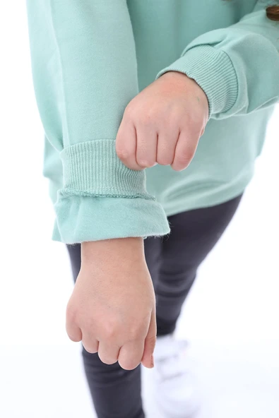 Basic Bisiklet Yaka Şardonlu Çocuk Sweatshirt 3-10 Yaş Krem - 4