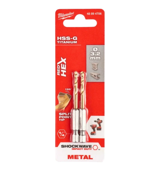 Milwaukee Metal Matkap Ucu Hex Girişli 2'Lİ 3.2 x 66.5MM 48894706
