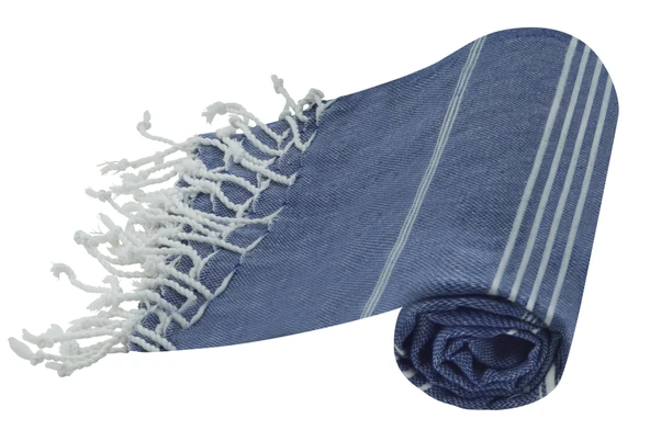 GRVTANIUM Kot Mavi %100 Pamuk 180x100cm Püsküllü Banyo,Plaj,Hamam Havlusu Kese Hediyeli M2 - 3