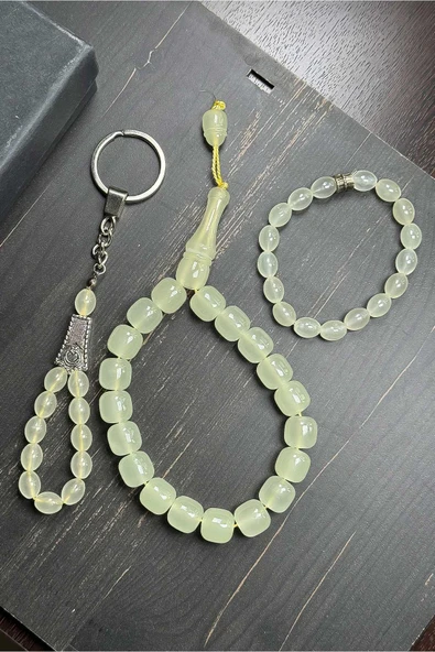 Kedi Gözü Tesbih - Anahtarlık - Bileklik Seti - 1