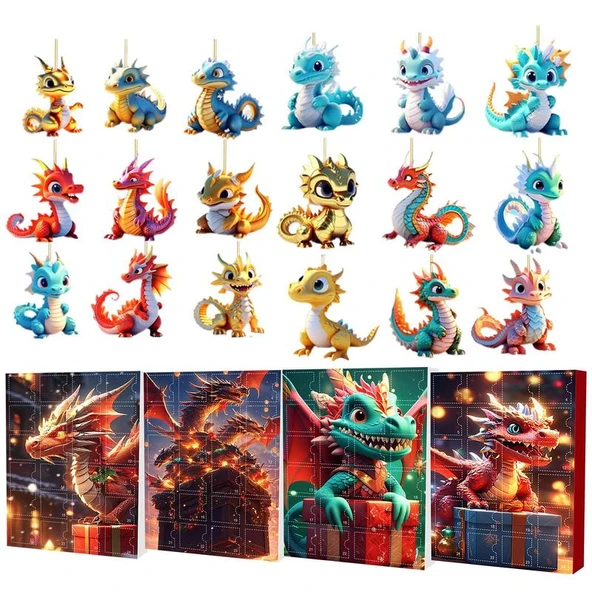 Noel Takvimi - Mor - Dinozor Kolye - Resim 8