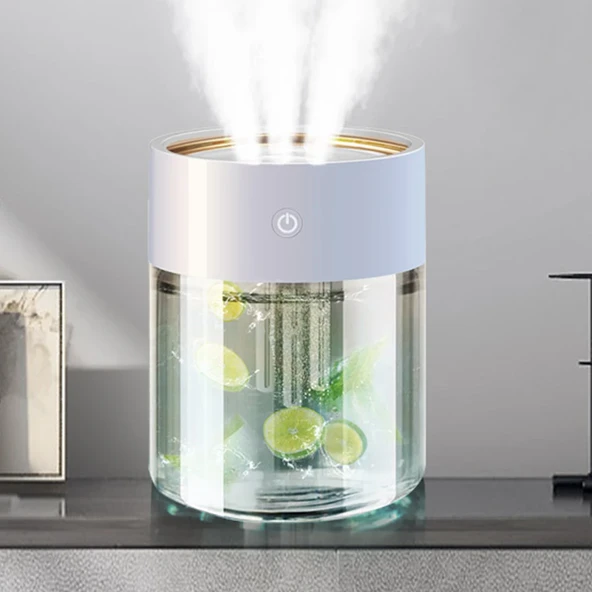 2L USB Hava Nemlendirici - 3 Nozullu - LED Işıklı - Ultrasonik Aroma Difüzör - 2