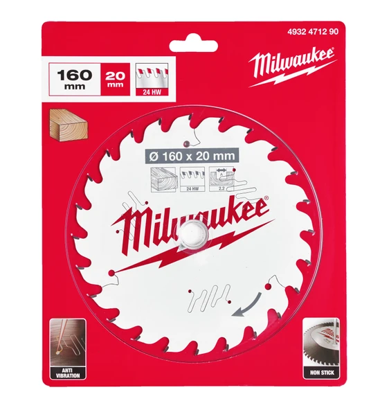 Milwaukee Sürtünme Önleyici Daire Testere Csb Pw 160x20x2-2MM 24 Diş  4932471290