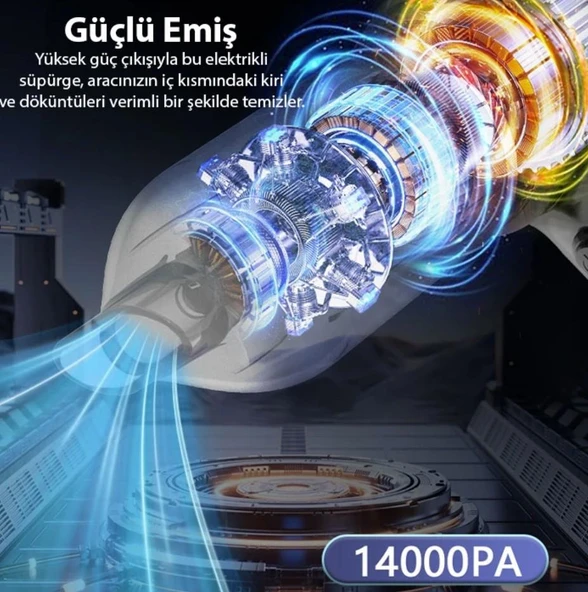ALLY 14000pa Güçlü Portatif 2 Kademeli Tasinabilir Vakumlu Kablosuz Üflemeli Mini Araç Süpürgesi - 4