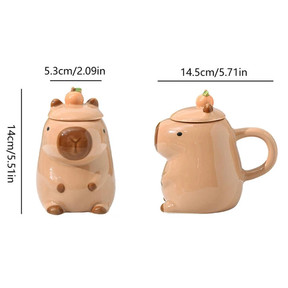 3D Kapibara Seramik Kahve Fincanı - Kahverengi - 301-400ml