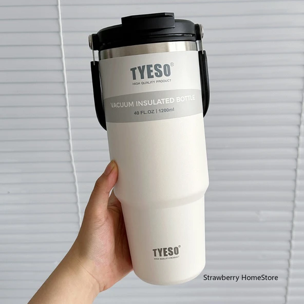 Paslanmaz Çelik Termos - Beyaz - 750ML