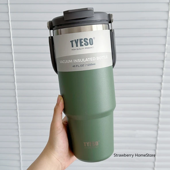 Paslanmaz Çelik Termos - Yeşil - 1200ML
