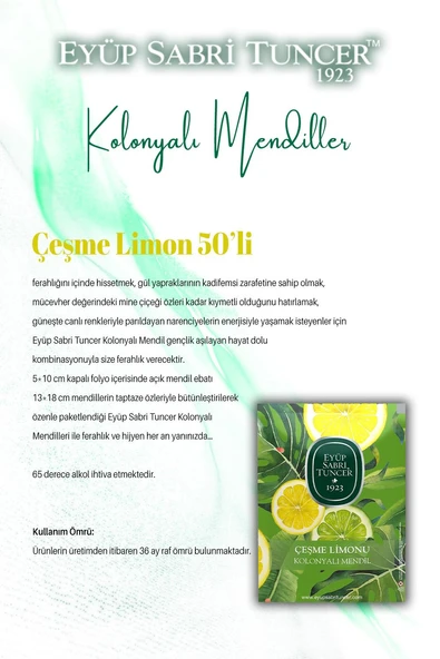3'lü Limon Aromalı 150li ve 50'li Kolonyalı Mendil ve ROSIE - 3