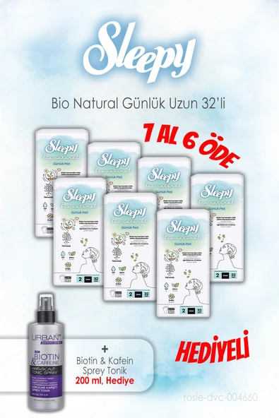 32'li Sleepy Bio Natural Günlük Uzun 7 AL 6 ÖDE ve 200 ML Tonik Hediye