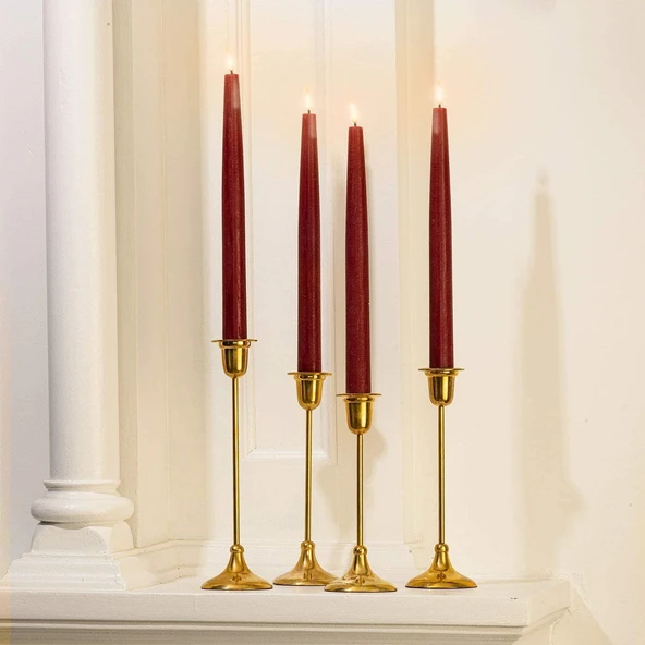 Bozkurt Konik Şamdan Mum Fener Mumu - Bordo - 24 Cm. - 4 Adetlik Paket - 2