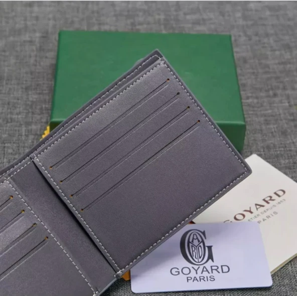 Houndstooth Desenli İnce Deri Cüzdan - Koyu Gri - 3