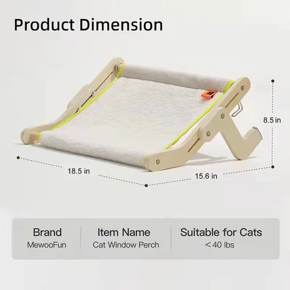 Kedi Penceresi Hamak Yatak - Büyük - Bej - Deliksiz Montaj