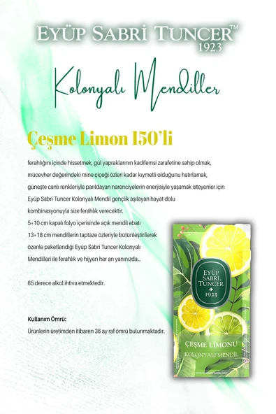 3'lü Limon Aromalı 150li ve 50'li Kolonyalı Mendil ve ROSIE - 2