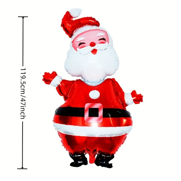 3 Adet 119 cm Noel Baba Alüminyum Folyo Balon Seti - Diğer Renkli Balon - 2