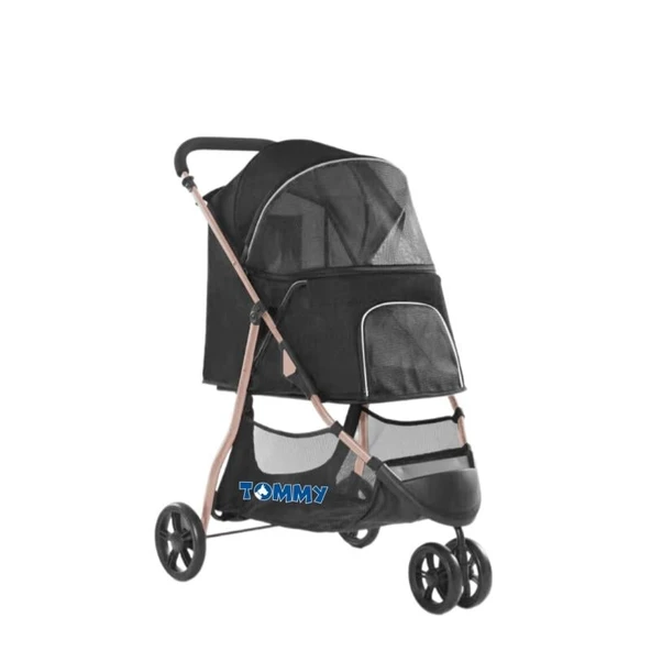 Tommy Evcil Hayvan Arabası Siyah 74.5*52.2*98cm Max 15kg ürün görseli 1