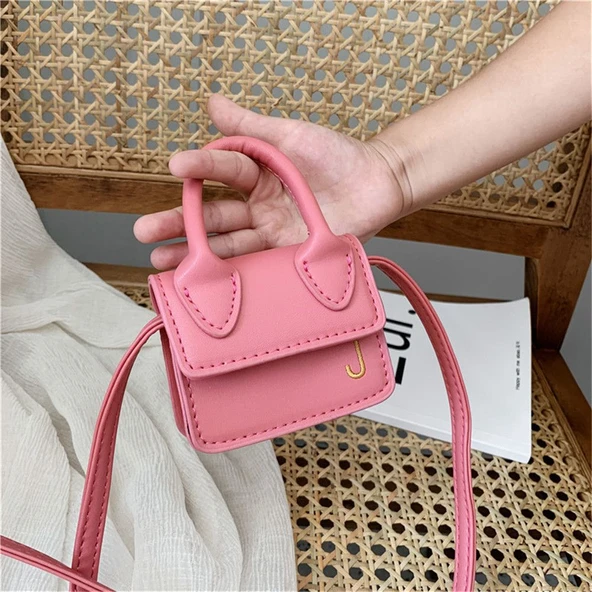 Kız Çocuk Mini PU Deri Çapraz Çanta - Mor - Sevimli Bozuk Para Çantası - 5