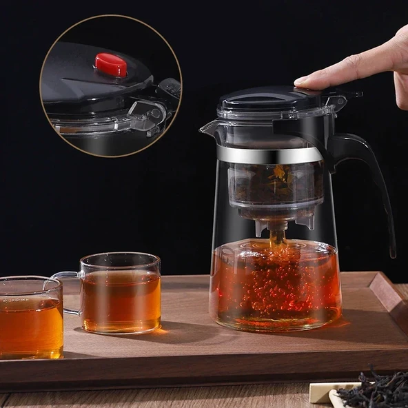 Cam Demlik - 500ML - Isıya Dayanıklı - Çay ve Kahve için - 2