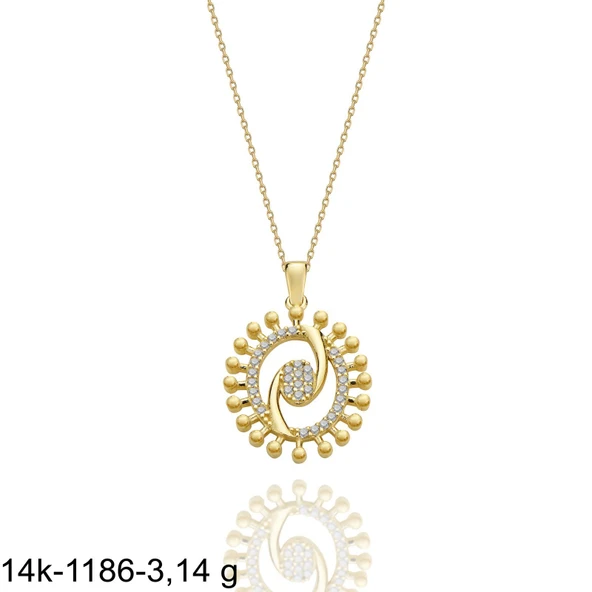 Ying Yang Özel Tasarım Çok Şık 14 Ayar Altın Kolye - Resim 2