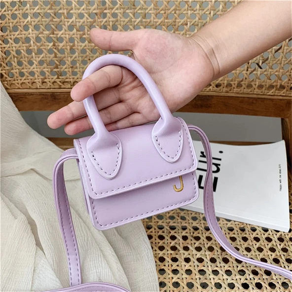 Kız Çocuk Mini PU Deri Çapraz Çanta - Kırmızı - Sevimli Bozuk Para Çantası - 6