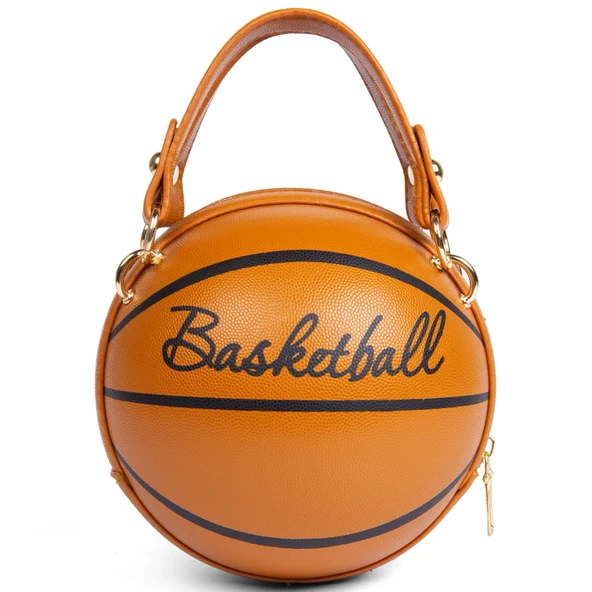 Basketbol Şeklinde Omuz Çantası - Açık Kahverengi