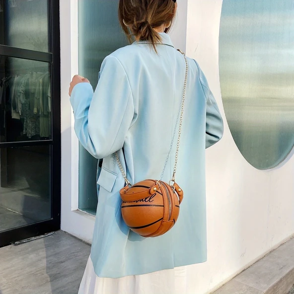 Basketbol Şeklinde Omuz Çantası - Pembe - 2