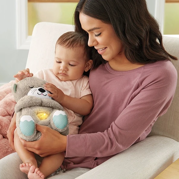 Müzik ve Işık ile Bebek Rahatlatıcı Peluş Oyuncak - Kahverengi Tavşan - 30cm - 12