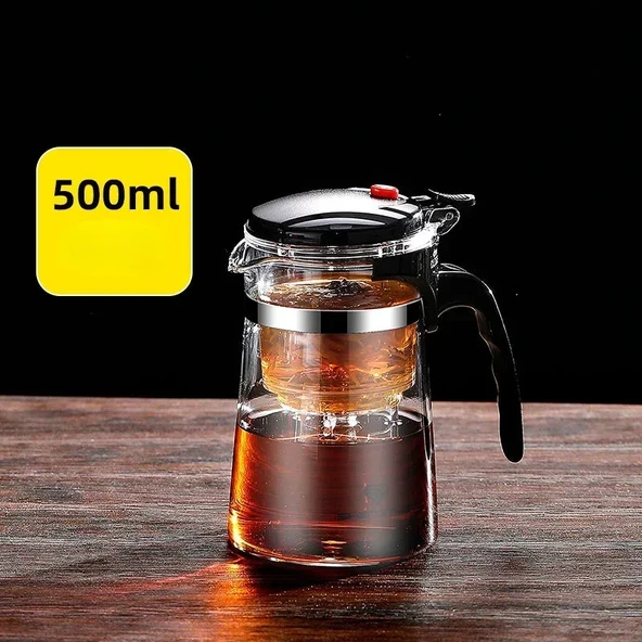 Cam Demlik - 500ML - Isıya Dayanıklı - Çay ve Kahve için