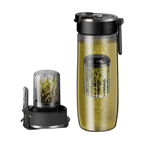 Tritan Manyetik Çay Demleme Şişesi - 500ML - Bardak Kılıfı ve Fırça ile - 5